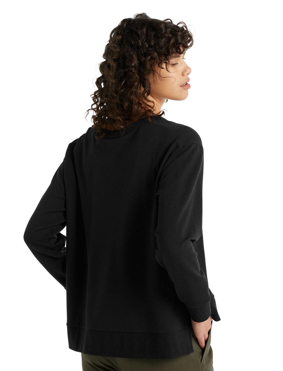 Black Icebreaker RealFleece™ Merino Dalston Long Sleeve Women's Sweatshirts | AU 1614FDNM